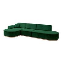 ECKSOFA Ottomane Links MARI-L2-v1 - 328x171x83 cm Dunkelgrün Velours - Dunkelgrün, Holzwerkstoff/Textil (328/171cm) - ALTDECOR