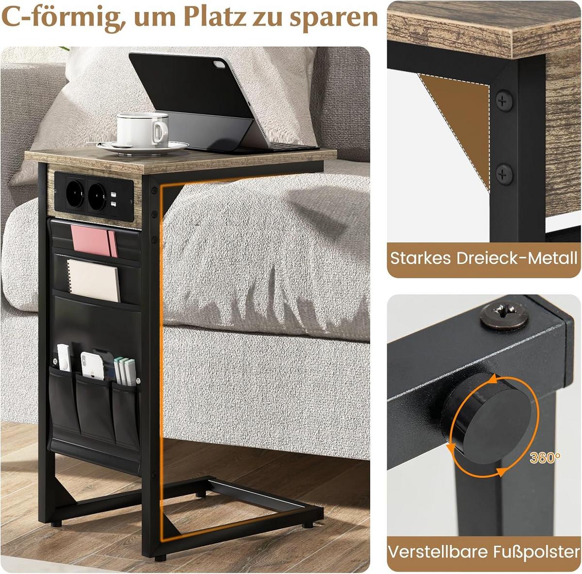 BEISTELLTISCH Braun(2er-Set) - Braun, Holzwerkstoff (30/40/60cm) - COSTWAY