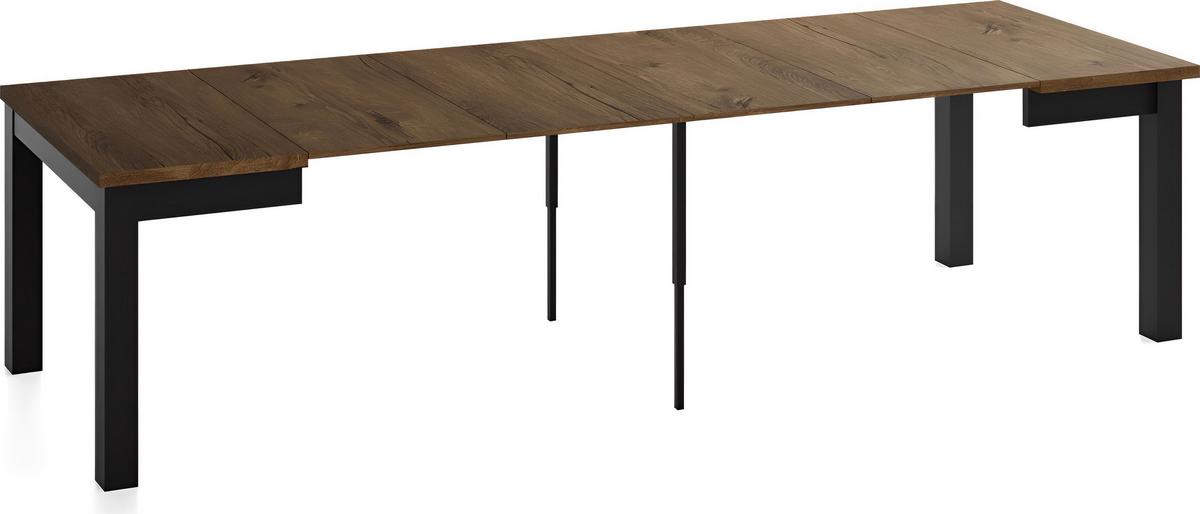 ESSTISCH Toren ausziehbar verlängerbar quadratisch, Eiche Braun Rustikal 80-280/80/76.5 cm - Alteiche/Schwarz, Holz/Holzwerkstoff (80/280/76.5cm) - WFL GROUP