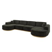 WOHNLANDSCHAFT MARI-U2-v2 - 388x171x83 cm Schwarz Velours - Schwarz, Holzwerkstoff/Textil (388/83/171cm) - ALTDECOR