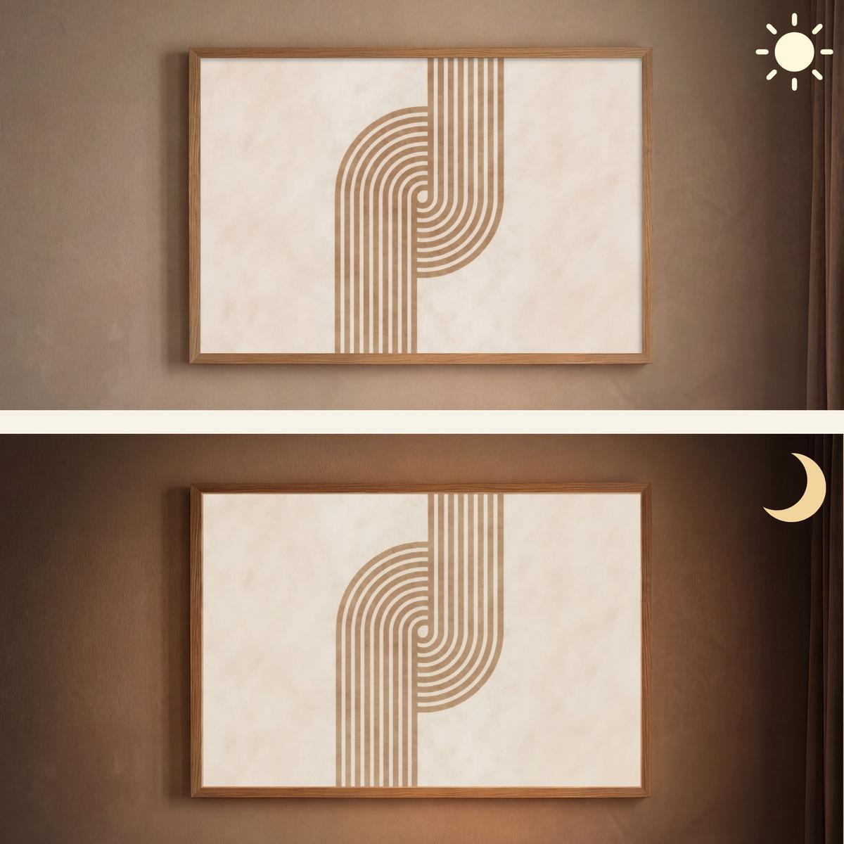 WANDLEUCHTE MIT AKKU Symmetrische Biegung - kupferfarbig 100x70 cm - Beige, Holzwerkstoff (100/70/8cm) - OnlyWow
