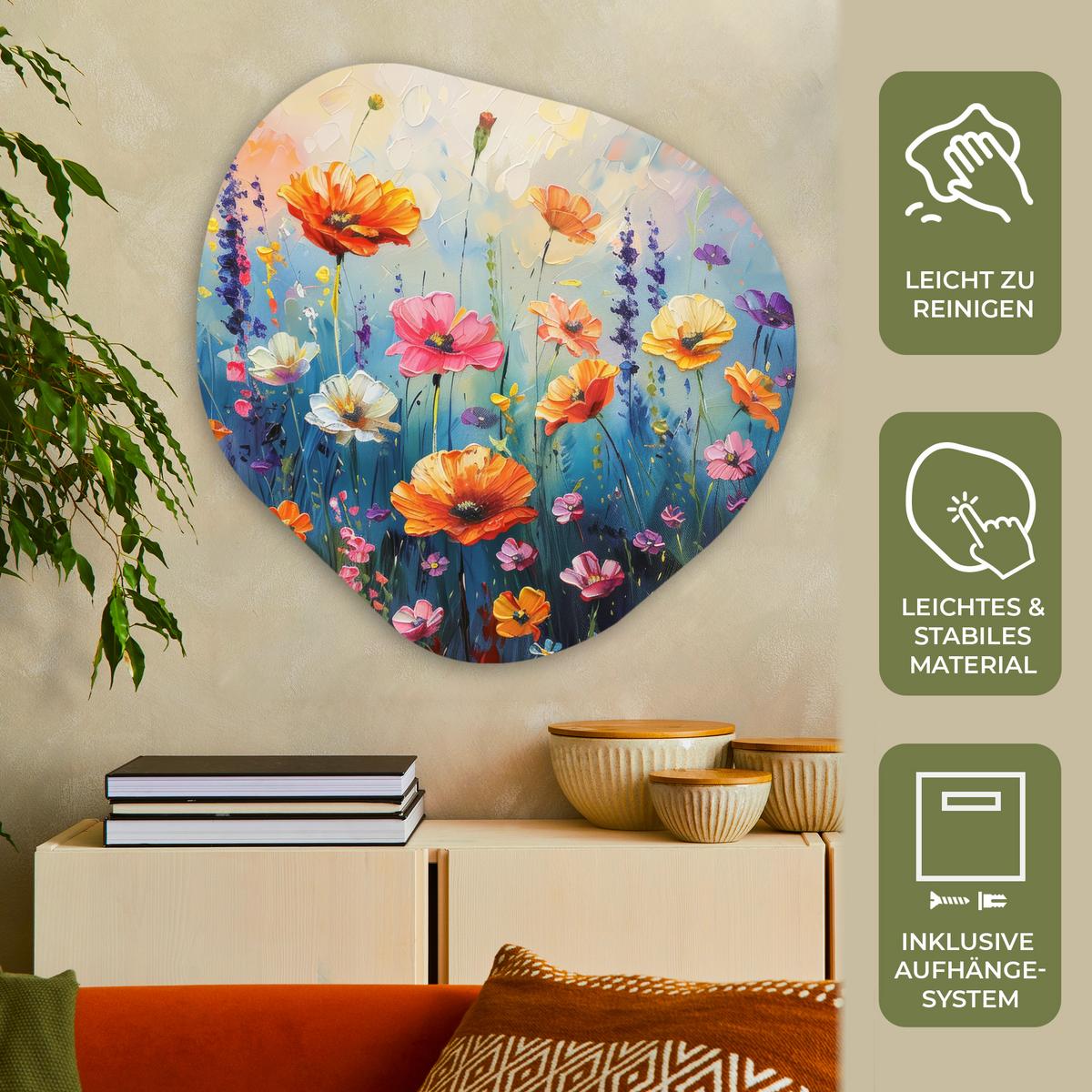 WANDBILD Blumen - Natur - Aquarell - Kunst Room Decor 90x90 cm - Multicolor, Kunststoff (90/90cm) - MuchoWow