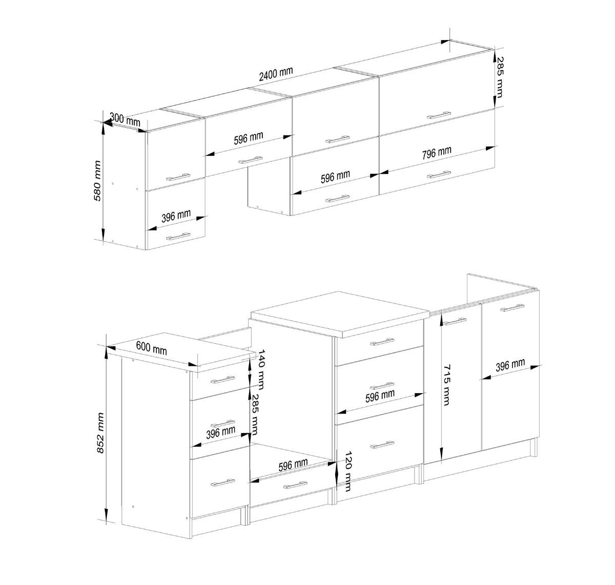 KÜCHENLEERBLOCK Weiß 203/240/46 - Weiß, Holzwerkstoff (240/203/46cm) - RAUMHIRSCH FURNITURE