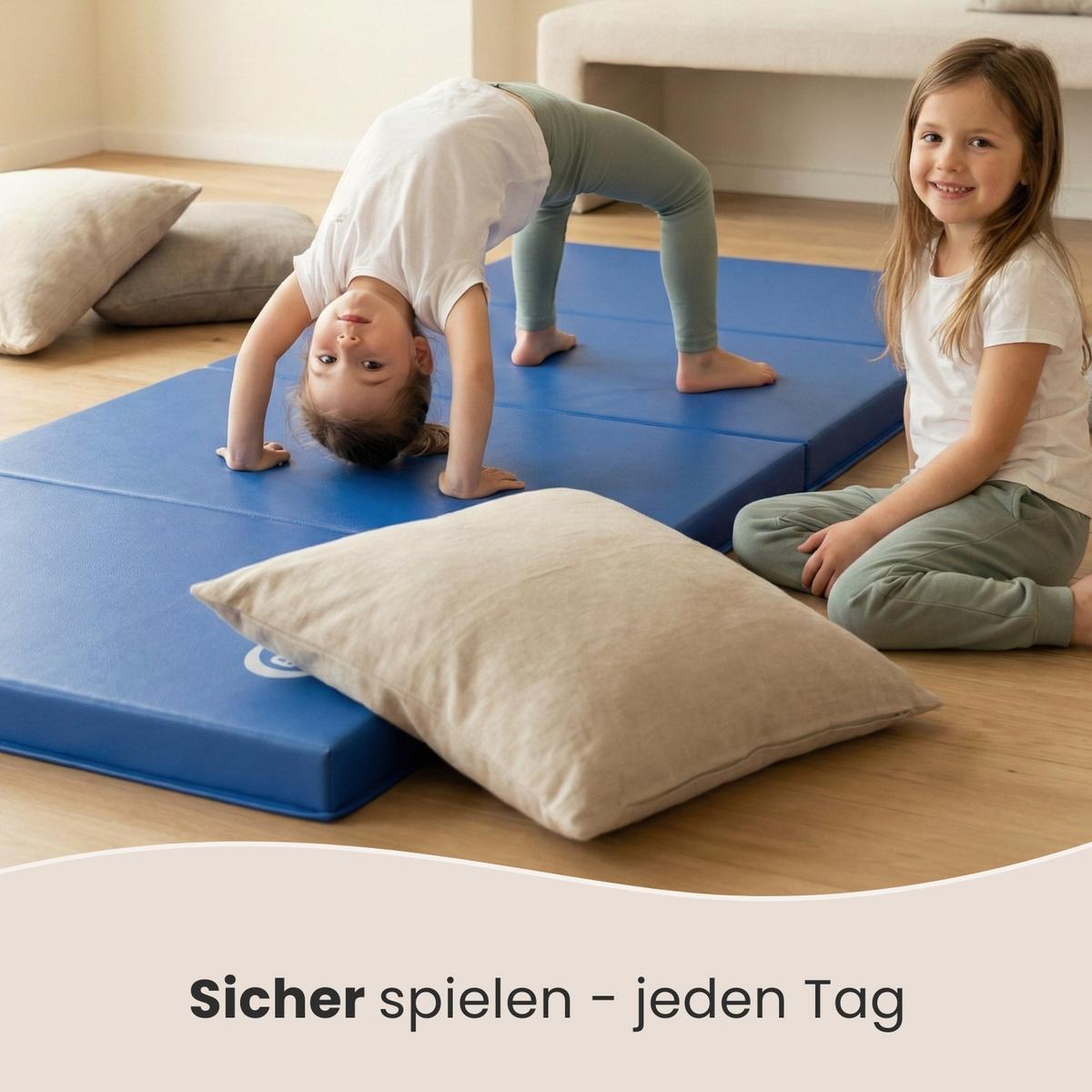 GYMNASTIKMATTE zum Wenden - 180/60/5 cm Faltbare Turnmatte - Blau, Kunststoff (60/180cm) - eyepower