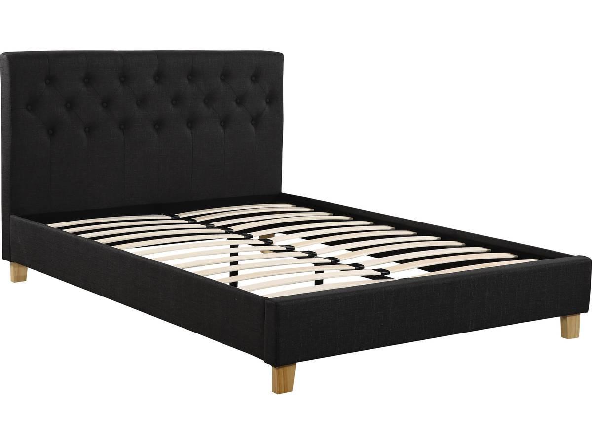 BETT emmy Grau - Grau, Textil (190/140cm) - Habitat Garten