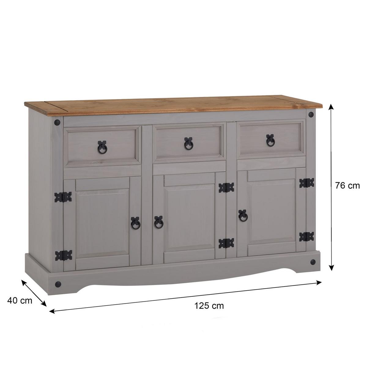 SIDEBOARD RAMON grau/natur - Naturfarben/Grau, Holz (125/76/40cm) - CARO-Möbel