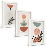 BILDER SET 3er Set - 20x30 cm Weißer Rahmen - Moderne Pflanzenmotive - Weiß, Kunststoff (20/30cm) - TULUP