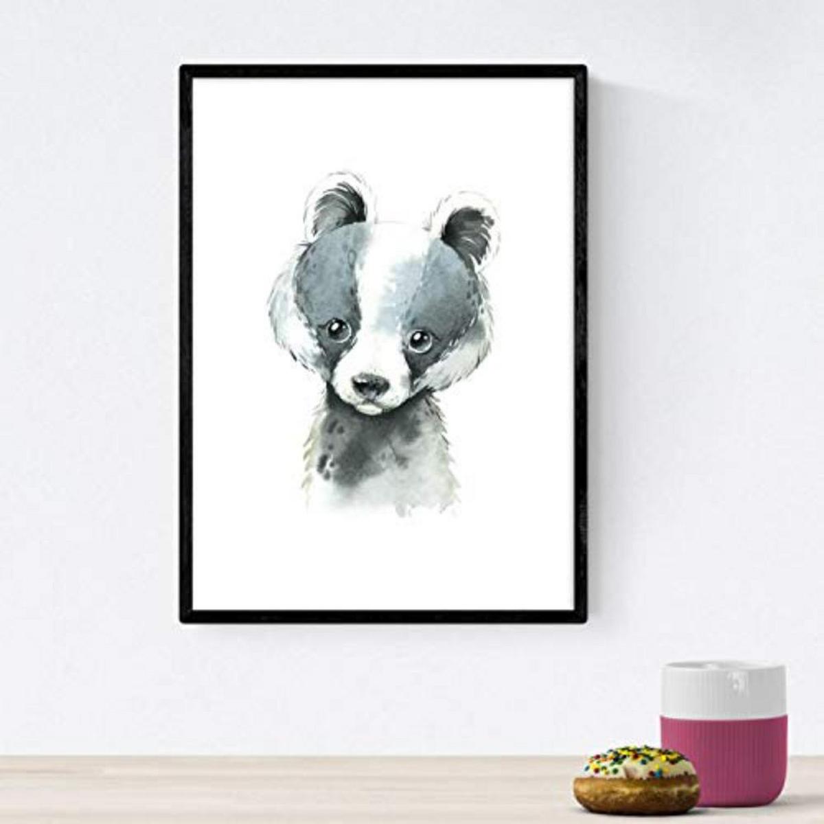 POSTER Set mit 4 Waschbär Fuchs Esel und Leopard A3 Rahmenlos - Klar, Papier (29.7/3cm) - Nacnic
