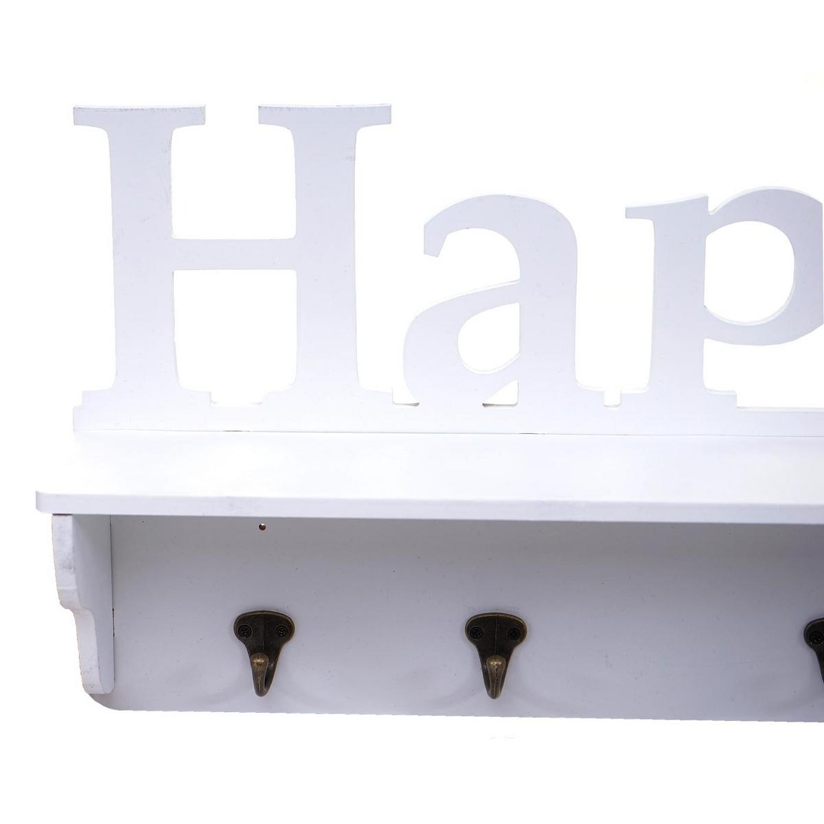 WANDGARDEROBE HAPPY 4 HAKEN Reinweiß - Weiß, Holz (60/30/13cm) - MCW