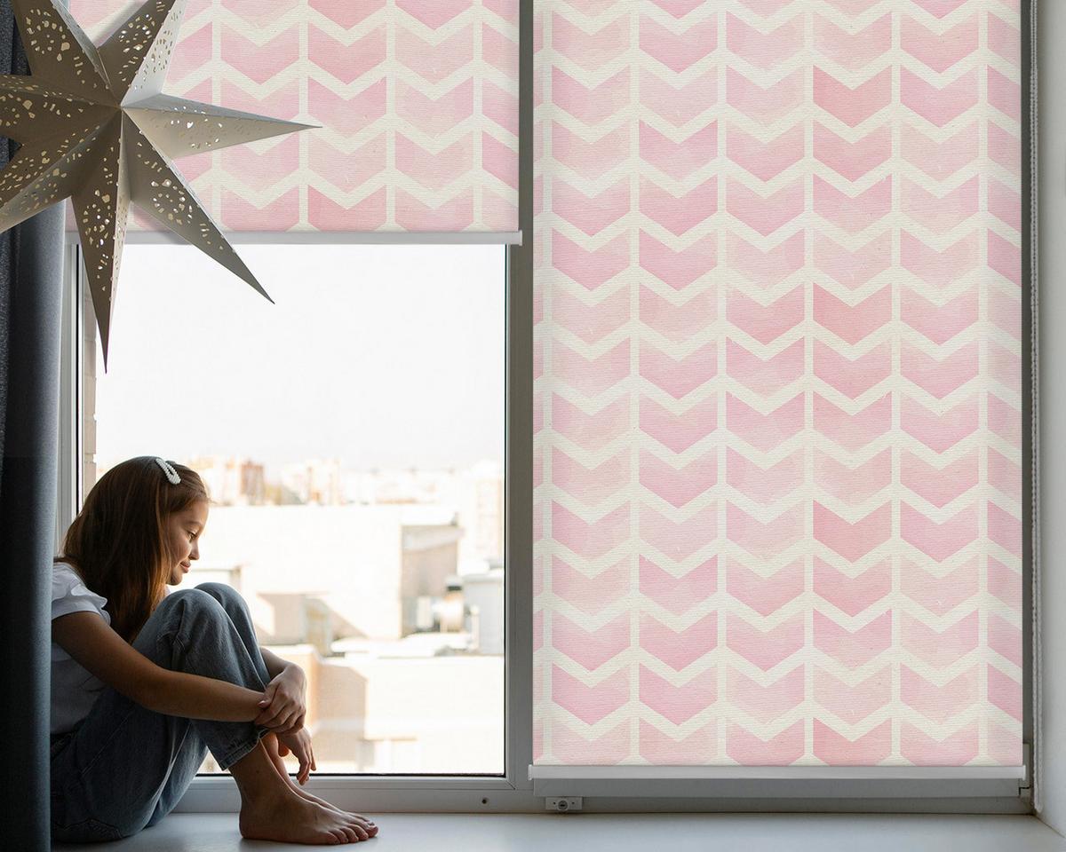 INNENROLLO - Fensterrollo - Rollo - 130x140 cm - Rosa Zickzacklinien - Pink, Kunststoff (130/140/0.5cm) - TULUP