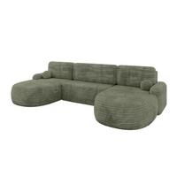 WOHNLANDSCHAFT mit Schlaffunktion und Bettkasten LIRA-U - 335x172x89 Olive - Olivgrün, Holzwerkstoff/Textil (335/89/172cm) - ALTDECOR