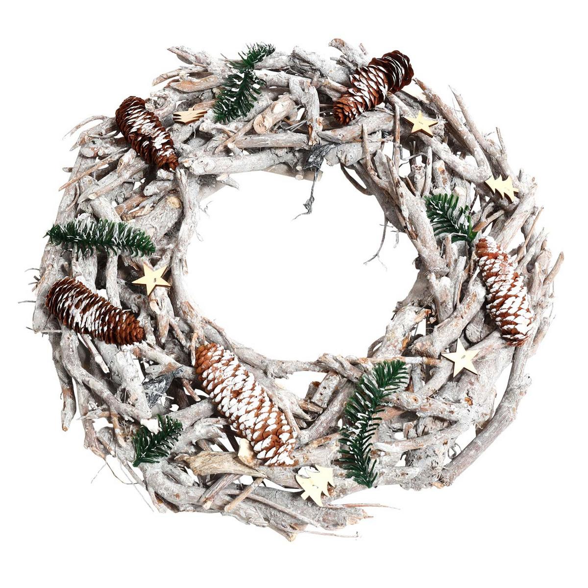ADVENTSKRANZ XXL RUND OHNE KERZEN/HALTER Weiß, Rot - Rot/Weiß, Holz (11cm) - MCW