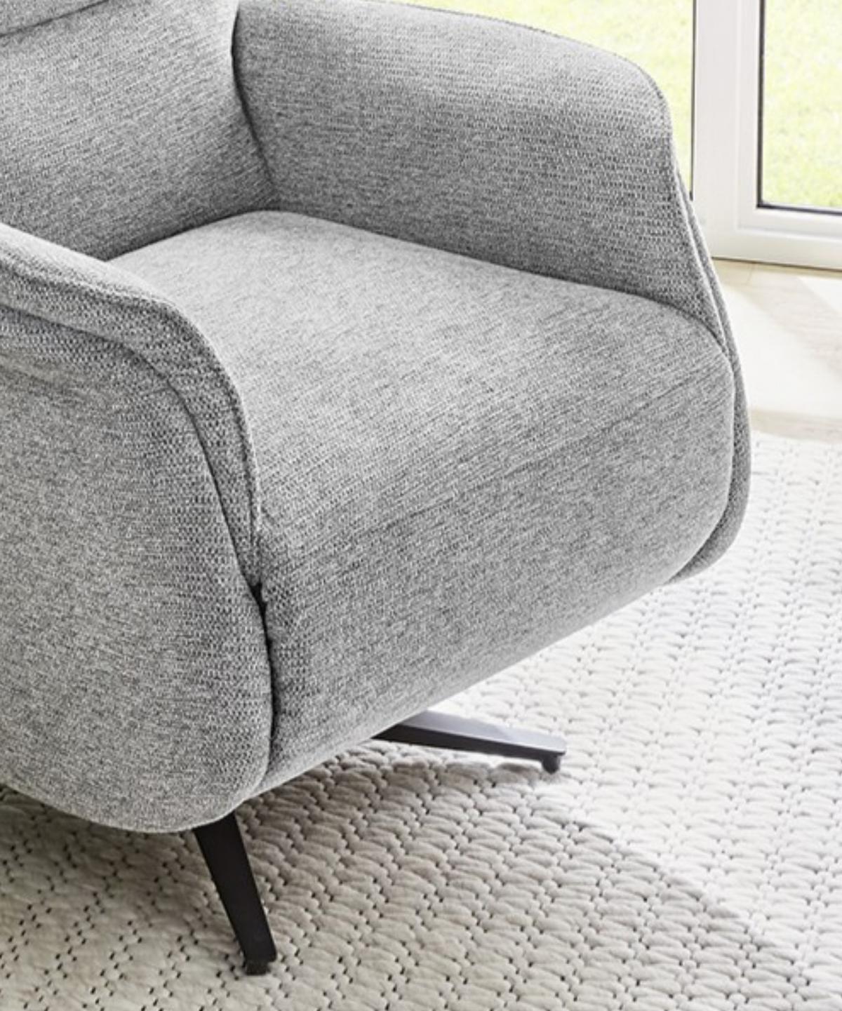 TV-RELAXSESSEL elektrisch mit Massage-/Heizfunktion, zweimotorische Verstellung B74/T89/H108 cm, Chenille-Bezug Grau /15600 - Schwarz/Grau, Textil/Metall (74/108/89cm) - luma-home
