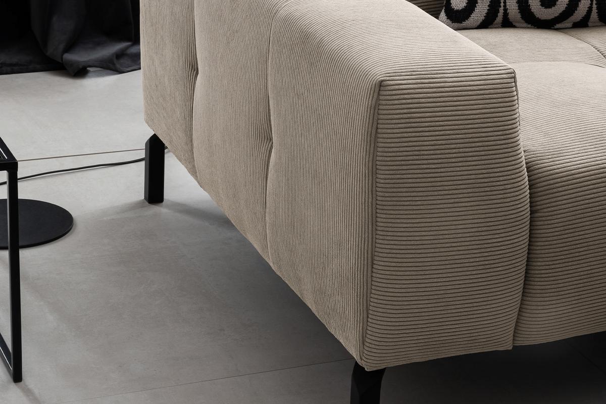 ECKSOFA MIT MOTORISCHEM SITZVORZUG OHIO Beige Cord Relaxfunktion - Beige/Schwarz, Textil/Metall (311/219cm) - KAWOLA