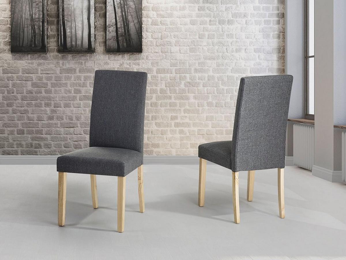 ESSZIMMERSTUHL 2er-Set Polsterbezug Grau Broadway - Grau, Holz/Textil (42/93/59cm) - Beliani
