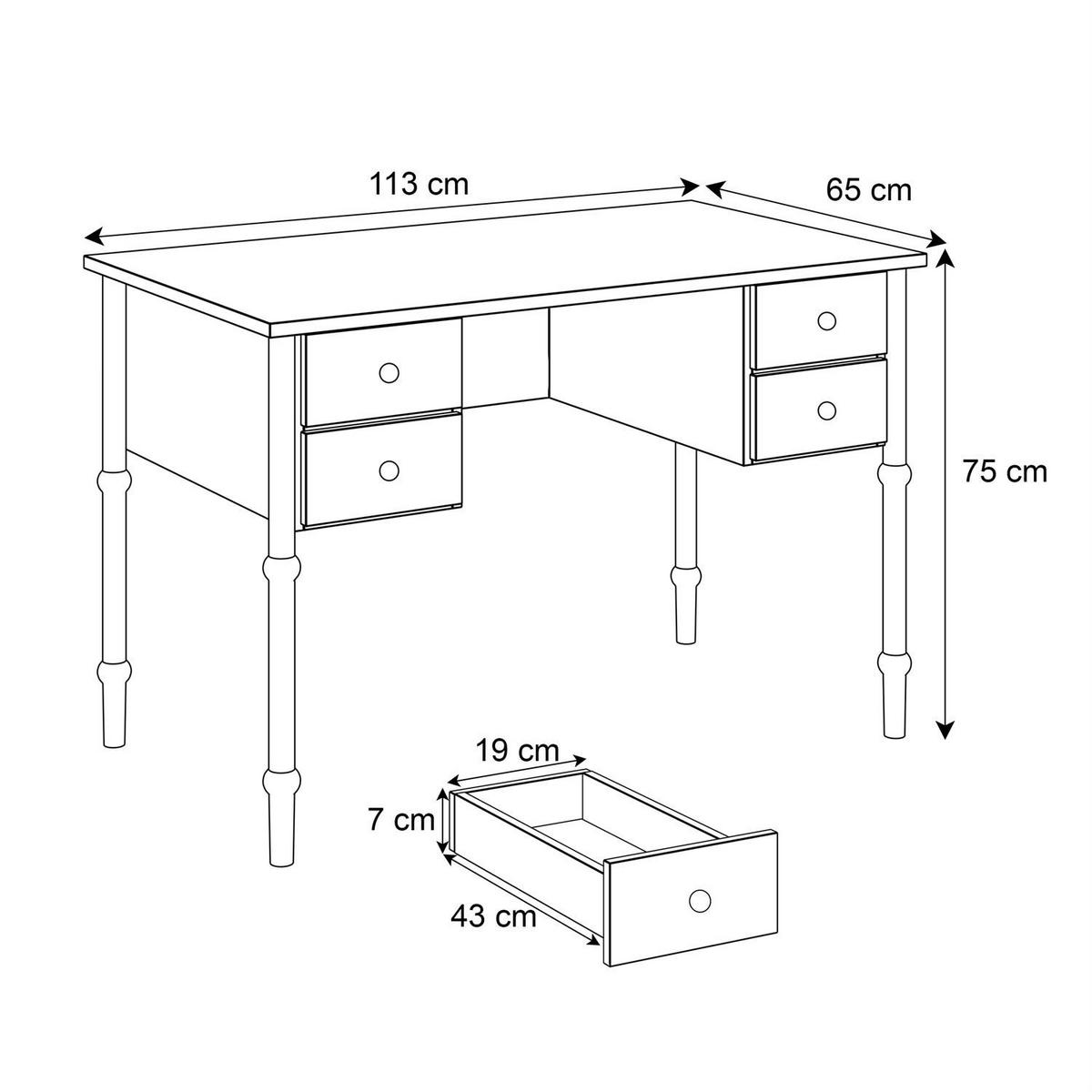 KINDERSCHREIBTISCH BABUSHKA, Weiß - Weiß, Holzwerkstoff (113/75/65cm)