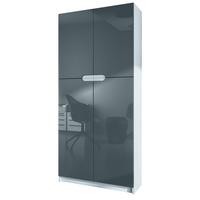 BÜROSCHRANK Logan Fronten in Grau Hochglanz - Grau, Holzwerkstoff (82/184/37cm) - Vladon