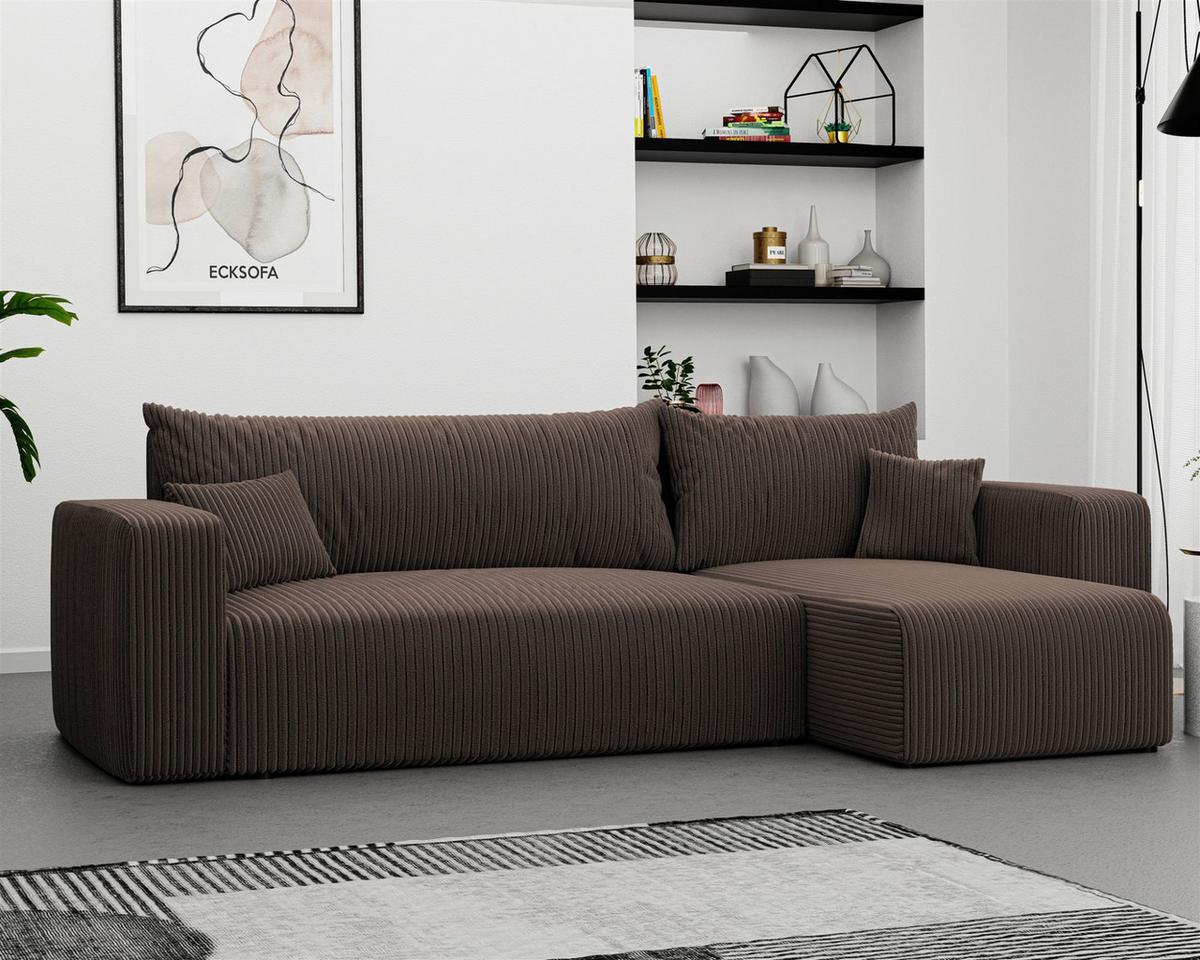ECKSOFA Luna Mit Schlaffunktion - Braun, Holzwerkstoff/Textil (145/248cm) - Fun Möbel