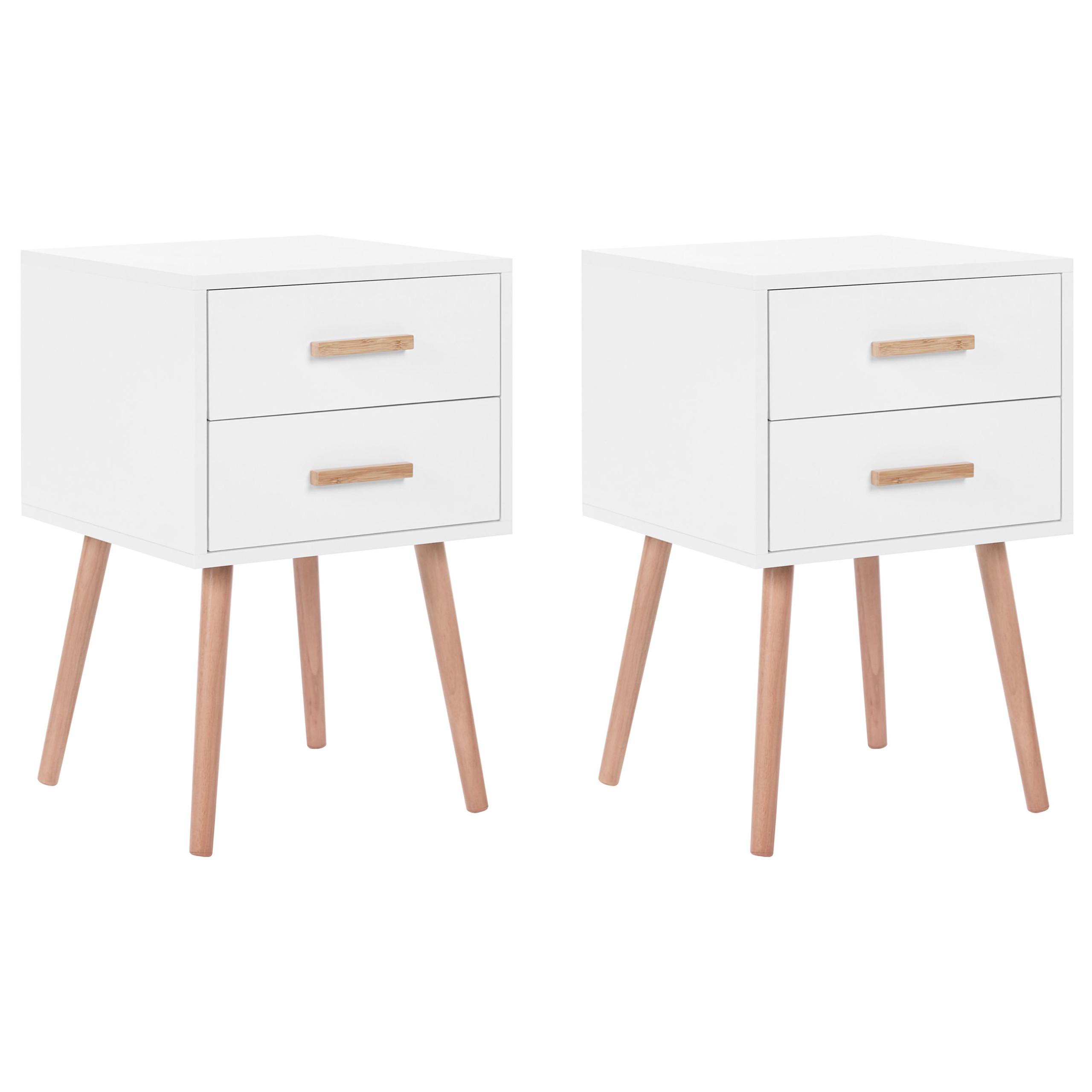 NACHTTISCH 2er-Set Weiß - Weiß, Holzwerkstoff (40/40/62cm) - Beliani