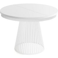 ESSTISCH Naro rund ausziehbar mit Weißem Lamellen-Metallgestell, Weiß 120-200/120/76 cm - Weiß, Holzwerkstoff/Metall (120/196/76cm) - WFL GROUP