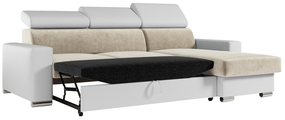 ECKSOFA FOX-L Beige/Weiß - Beige/Silberfarben, Kunststoff/Textil (242/168cm) - MKS