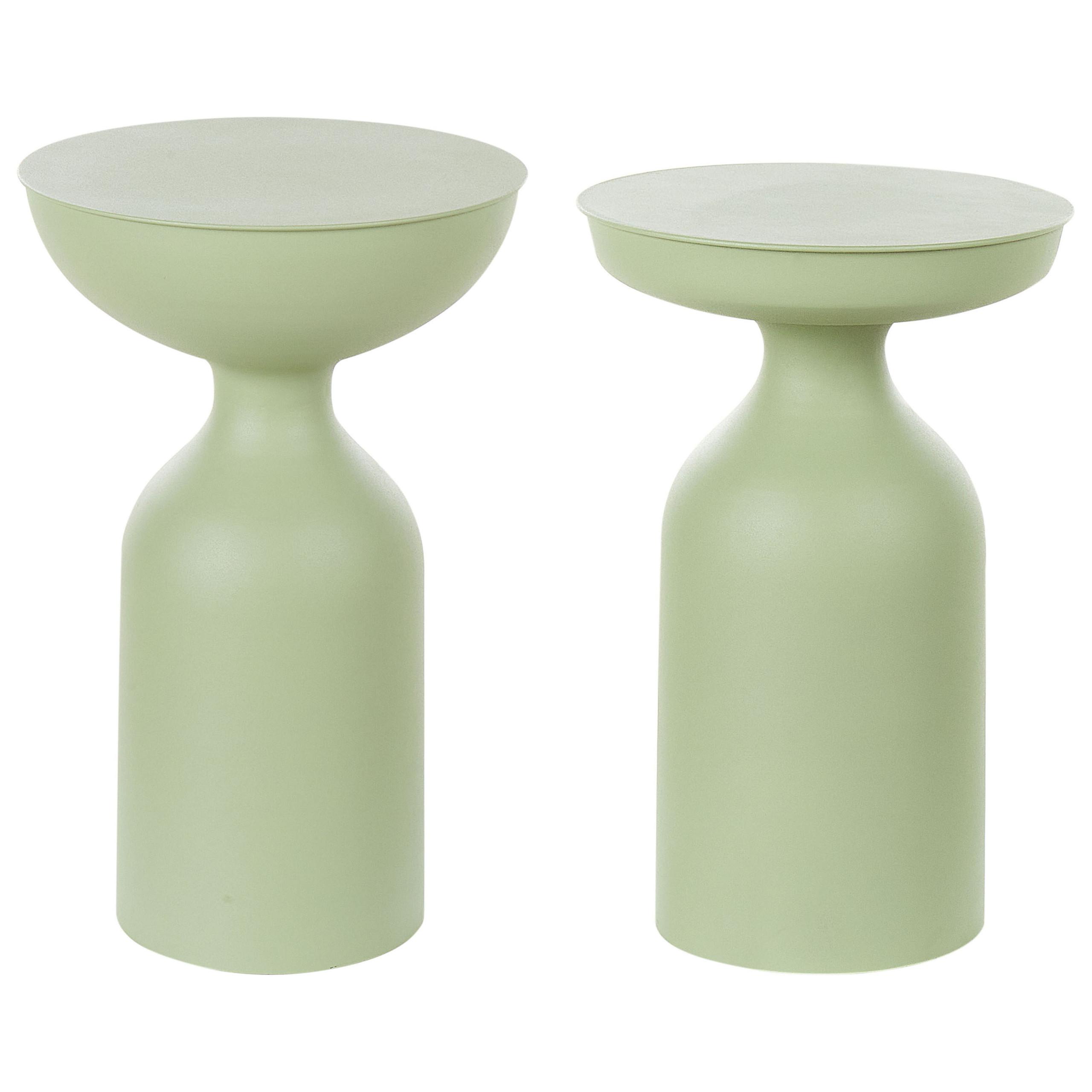 BEISTELLTISCH 2er-Set Metall hellgrün rund Cota/Tenjo - Grün, Metall (36/36/56cm) - Beliani
