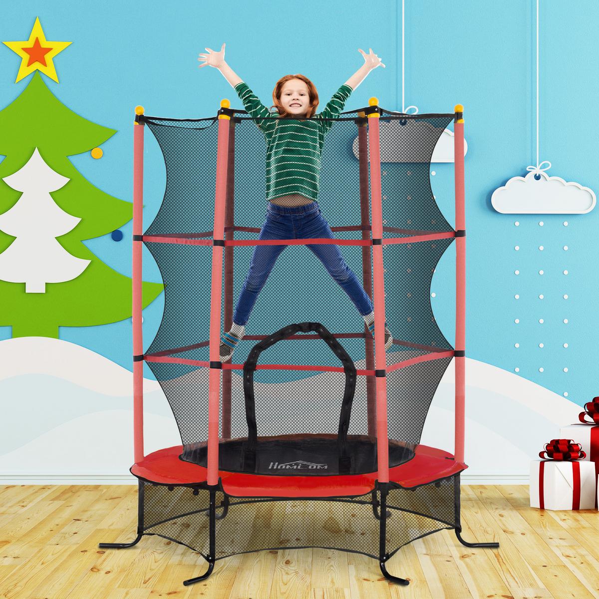 KINDERTRAMPOLIN - Rot, Kunststoff/Metall (163/163cm) - HOMCOM