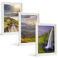 BILDER SET 3er Set - 40x60 cm Weißer Rahmen - Berglandschaften Wasserfall - Weiß, Kunststoff (40/60cm) - TULUP