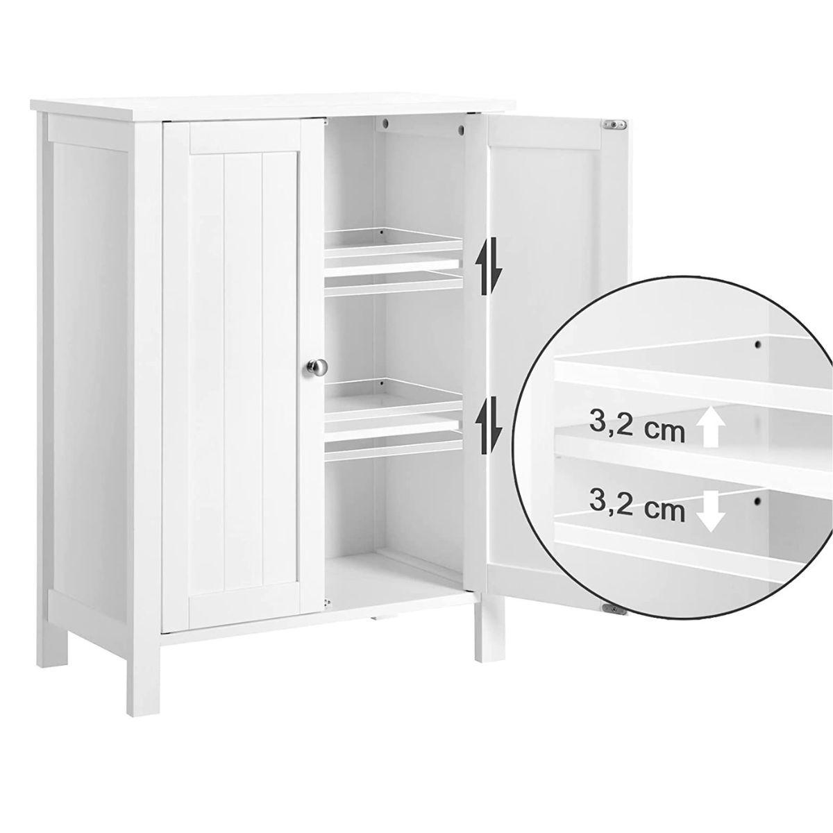 BADEZIMMER-BODENSCHRANK, Badezimmerschrank mit 4 Schubladen, freistehender Badezimmerschrank, mit 1 Tür, verstellbares Regal, 30 x 55 x 82 cm, Grau LH - Weiß, Holzwerkstoff (30/80/36cm) - Calicosy