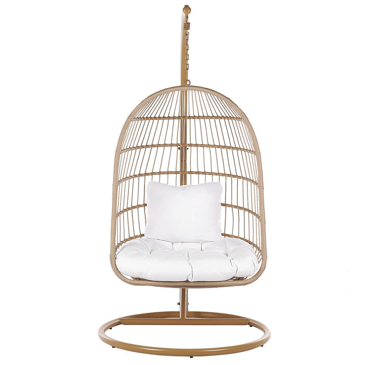 HÄNGESESSEL mit Gestell Flechtseil natürlich 102 cm Allera - Beige, Kunststoff (102/200/102cm) - Beliani