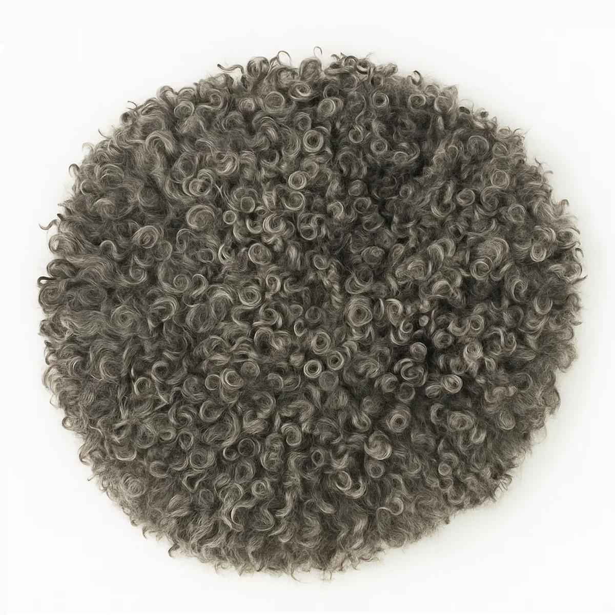 SITZKISSEN Schaffell rund 40 cm Weiß Braun Grau - Grau, Fell (40/40cm) - Provellus