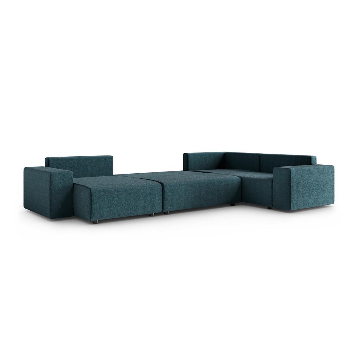PANORAMASOFA Lorenzo 5 Sitzplätze Blau - Blau, Holz (378/85/236cm) - Petits-meubles