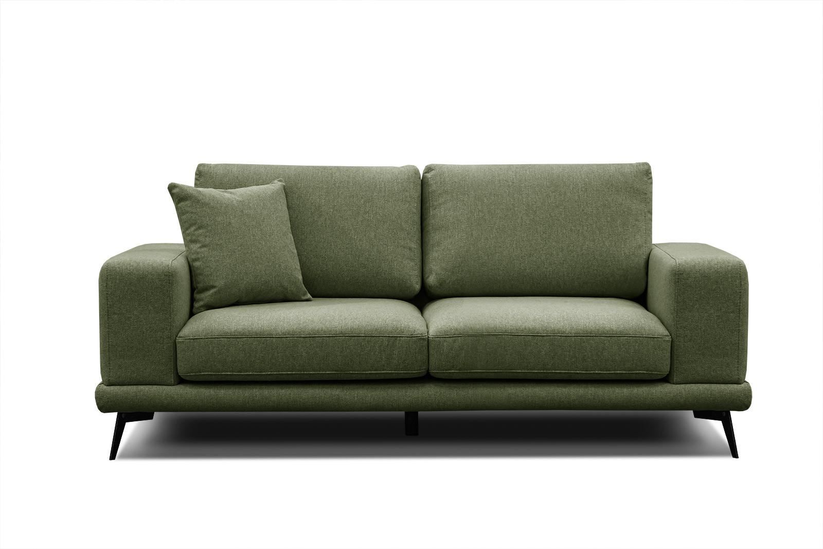 SOFA MEDIOLANE 2,5-Sitzer, olivgrün - Olivgrün, Holzwerkstoff/Textil (203/87/96cm) - Wozimo