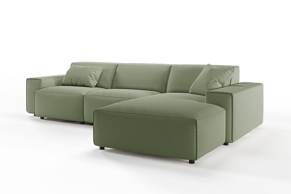 ECKSOFA RANI Grün Cord - Schwarz/Olivgrün, Kunststoff/Textil (299/189cm) - KAWOLA