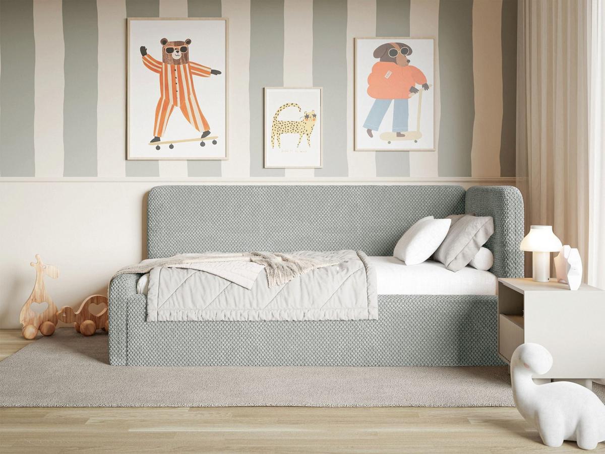 KINDERBETT Fanko Samt Grau 90x200 cm - Schwarz/Grau, Kunststoff/Textil (90/200cm) - Selsey