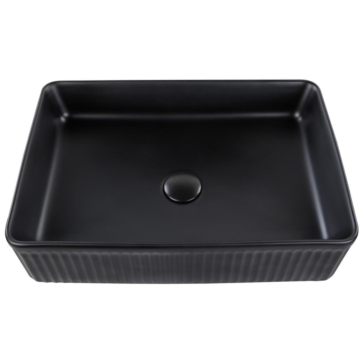 AUFSATZWASCHBECKEN Schwarz 50/34 cm Keramik Geldo - Schwarz, Keramik (50/13/34cm) - Beliani