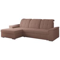 ECKSOFA MADRITO L - Rosa Boucle - Links - Silberfarben/Rosa, Textil/Metall (160/256cm)