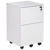 AKTENSCHRANK weiß 2 Schubladen mit Rollen Johnson - Schwarz/Weiß, Holzwerkstoff (40/62/40cm) - Beliani