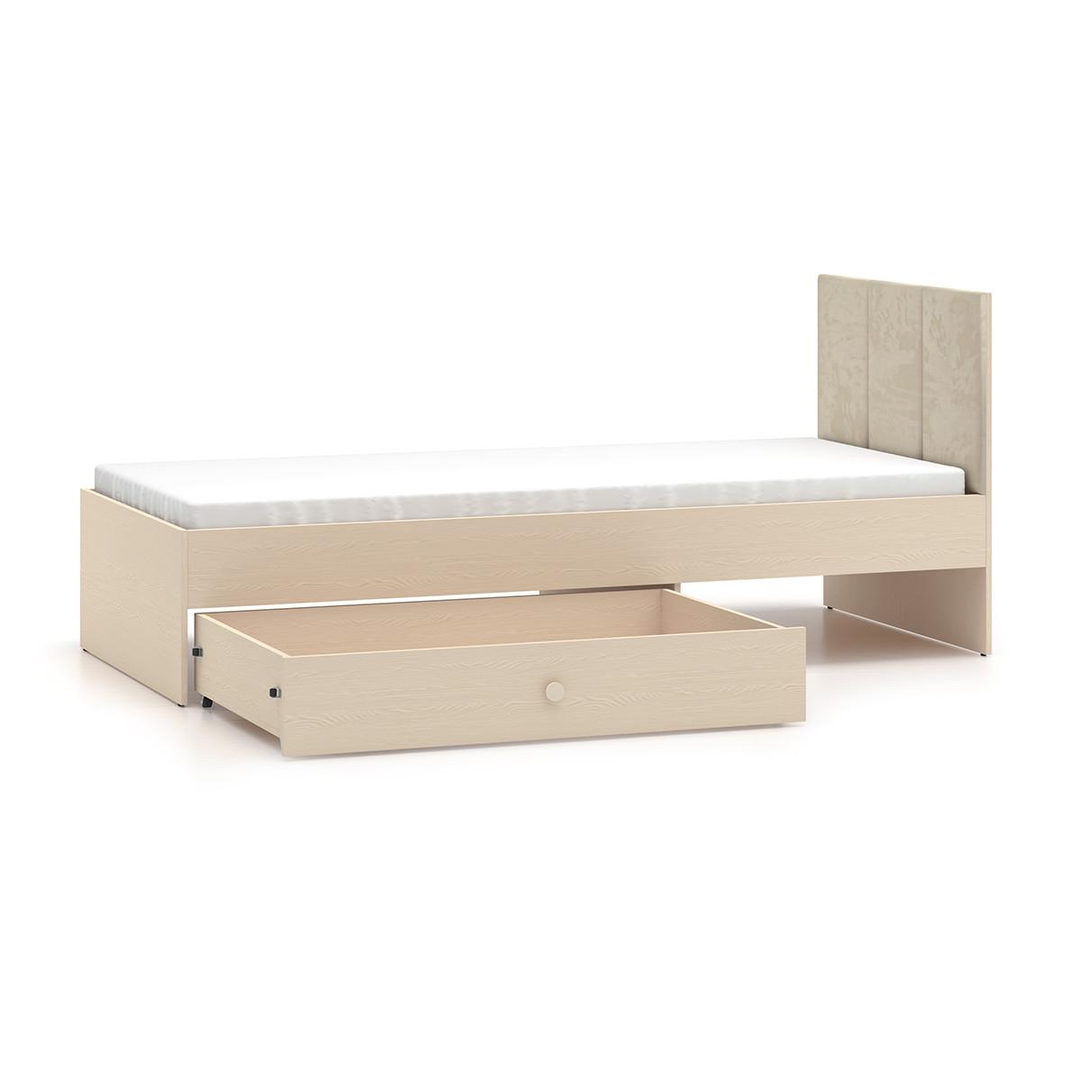 BETT 90/200 Alycia Beige - Holzeffekt - Braun, Holz (90/200cm) - Petits-meubles