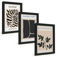 BILDER SET 3er Set - 20x30 cm Schwarzer Rahmen - Minimalistische Pflanzenposter - Schwarz, Kunststoff (20/30cm) - TULUP