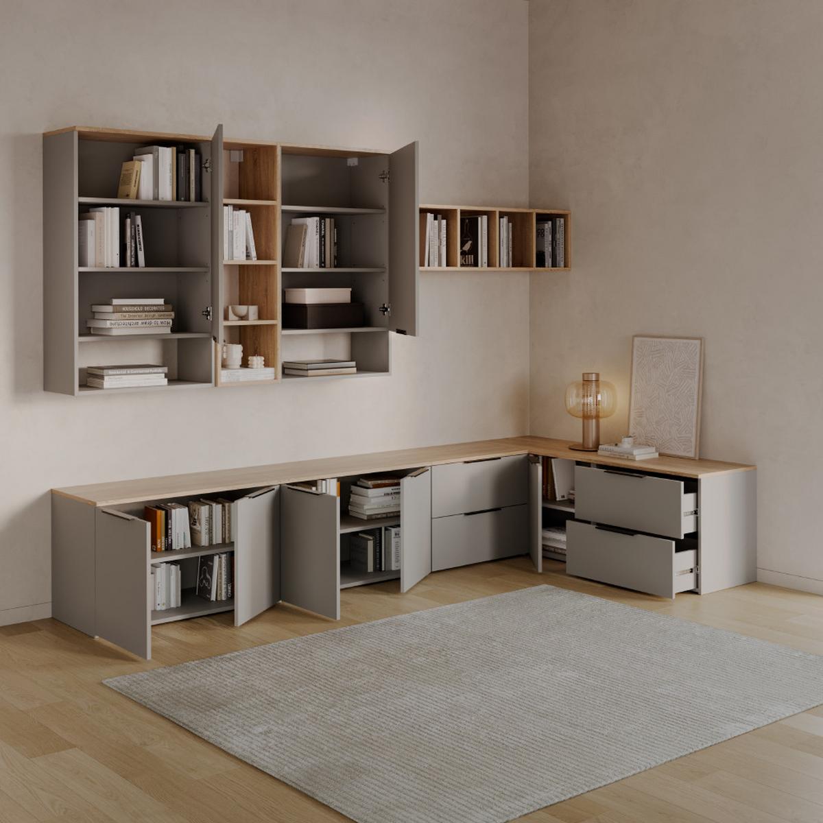 KOMMODE Piave Greige 60 x 50 cm mit 2 Schubladen - Greige, Holzwerkstoff (60/50/40cm) - Livinity®