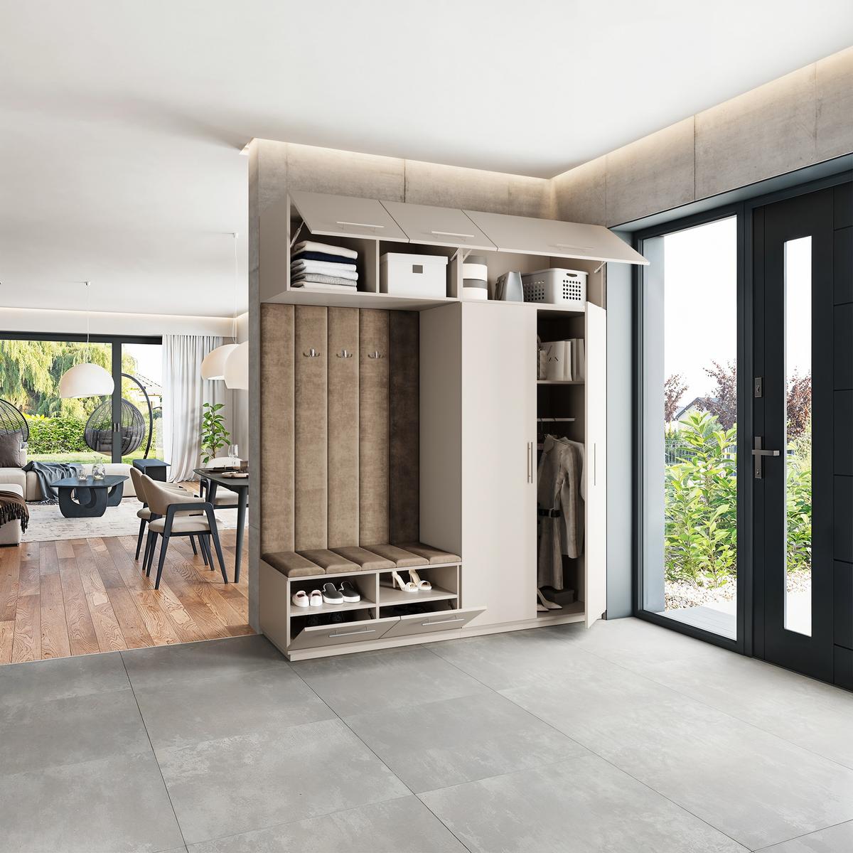 GARDEROBENSCHRANK REMA 200/240/60 cm Modern Garderobe-Set Kaschmir - Kaschmir/Mokka, Holzwerkstoff (200/240/60cm) - MASSENO