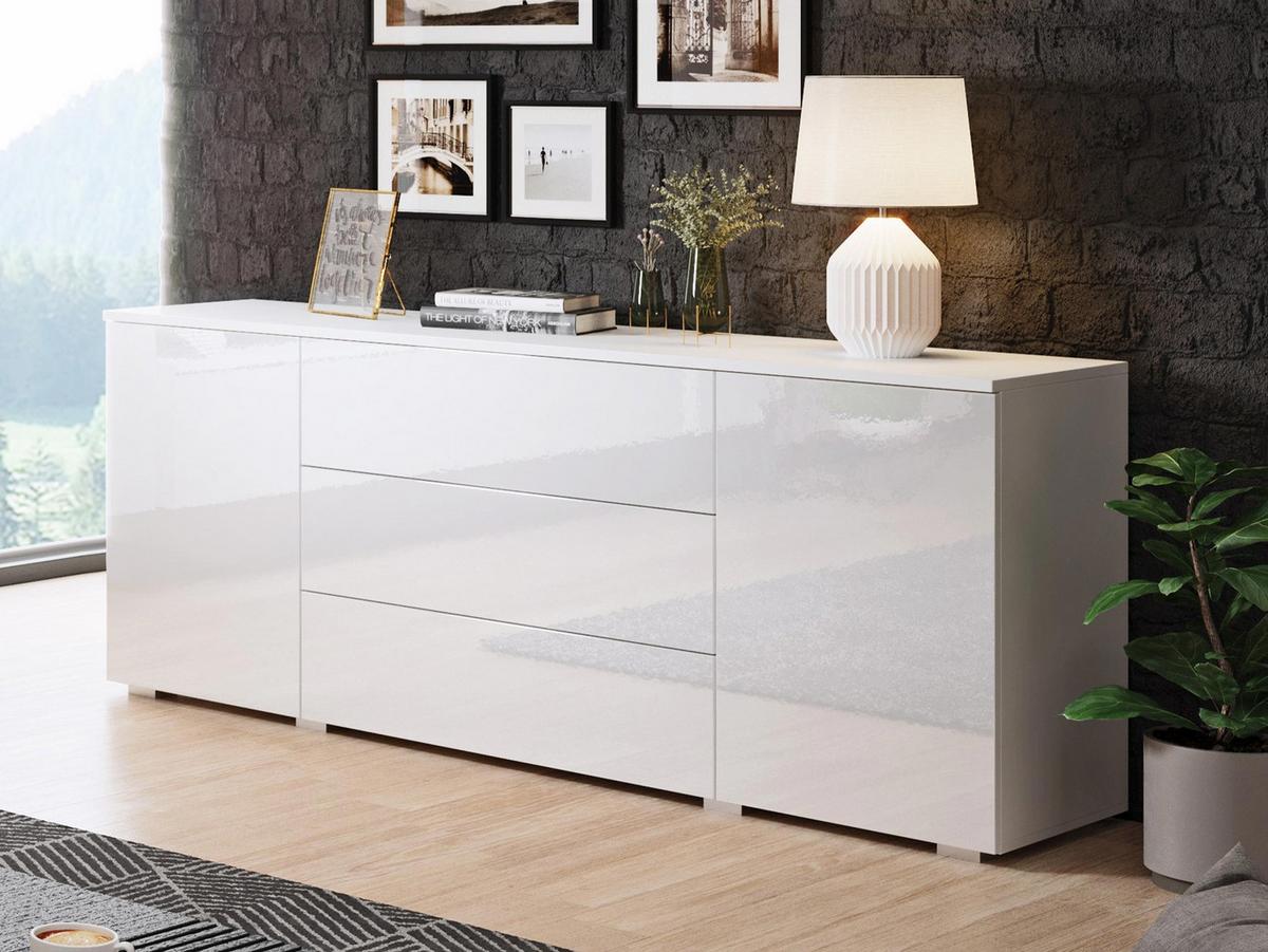 KOMMODE Paris 150 - Weiß Hochglanz/Weiß, Holzwerkstoff (150/68/39cm) - MIRJAN24