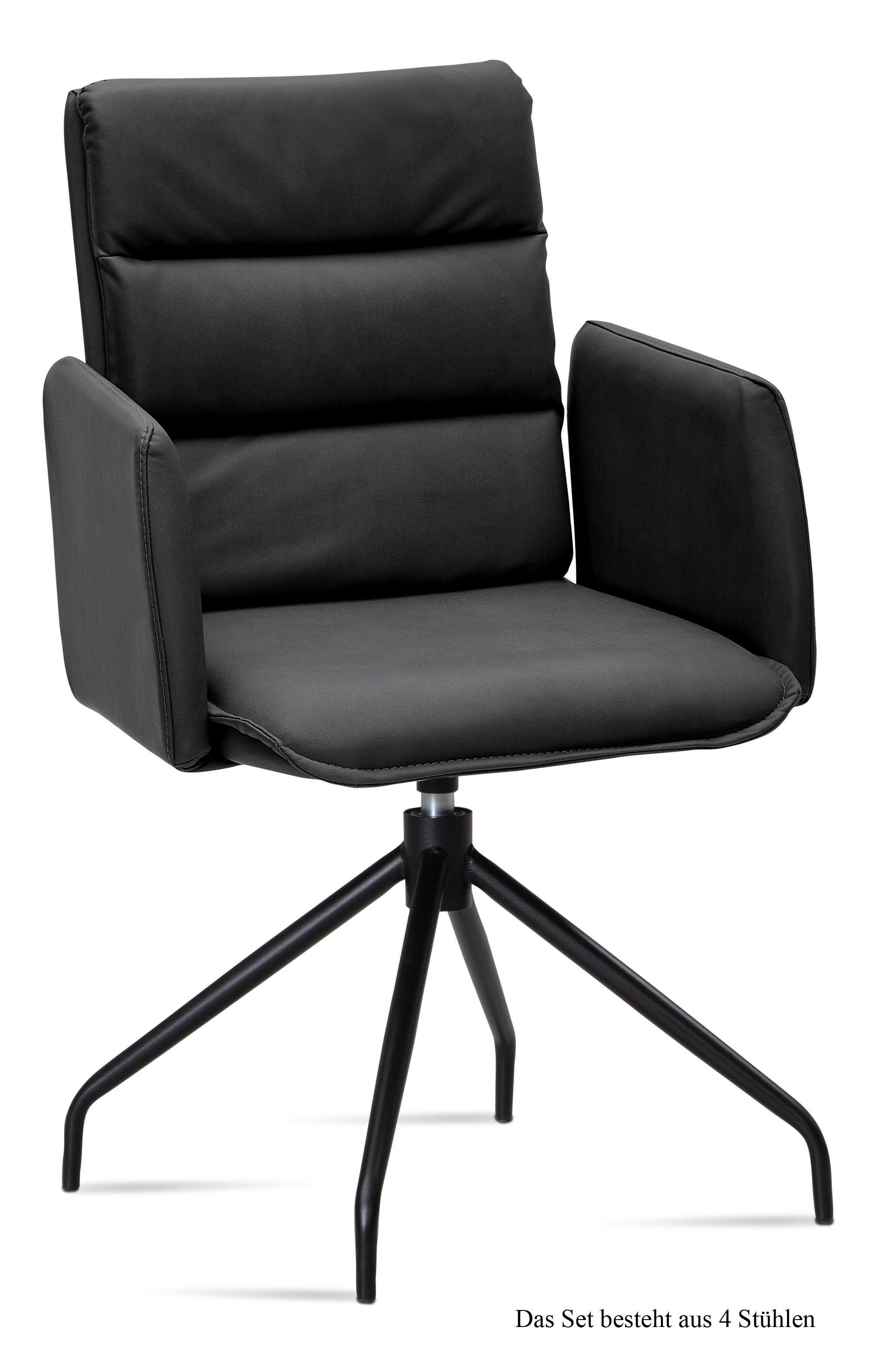 ARMLEHNSTUHL drehbar (4er-Set) Donica 52x92x60 Schwarz/Anthrazit - Anthrazit/Schwarz, Kunststoff (60/92/52cm) - 58aufmkessel