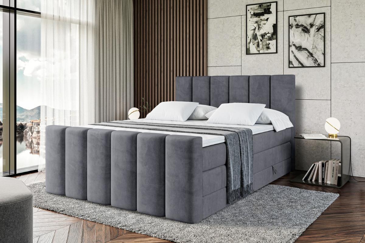 BOXSPRINGBETT BOXI1-Z KING - 140x200 - H3/H4 - Dunkelgrau - Dunkelgrau, Holzwerkstoff (140/200cm) - ALTDECOR