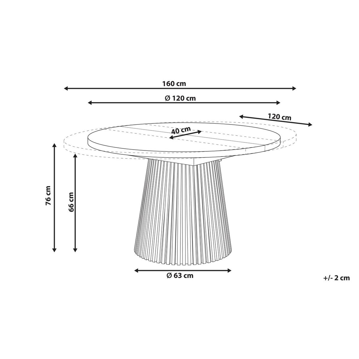 ESSTISCH ausziehbar Dunkle Esche 120-160/120 cm Moore - Dunkelbraun, Holzwerkstoff (120/120/76cm) - Beliani