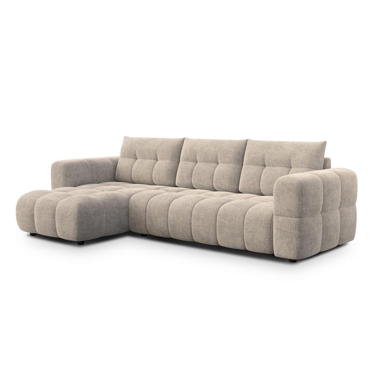 ECKSOFA CLOUDI 4-Sitzer links, beige - Beige/Schwarz, Holz/Textil (294/160cm) - Wozimo