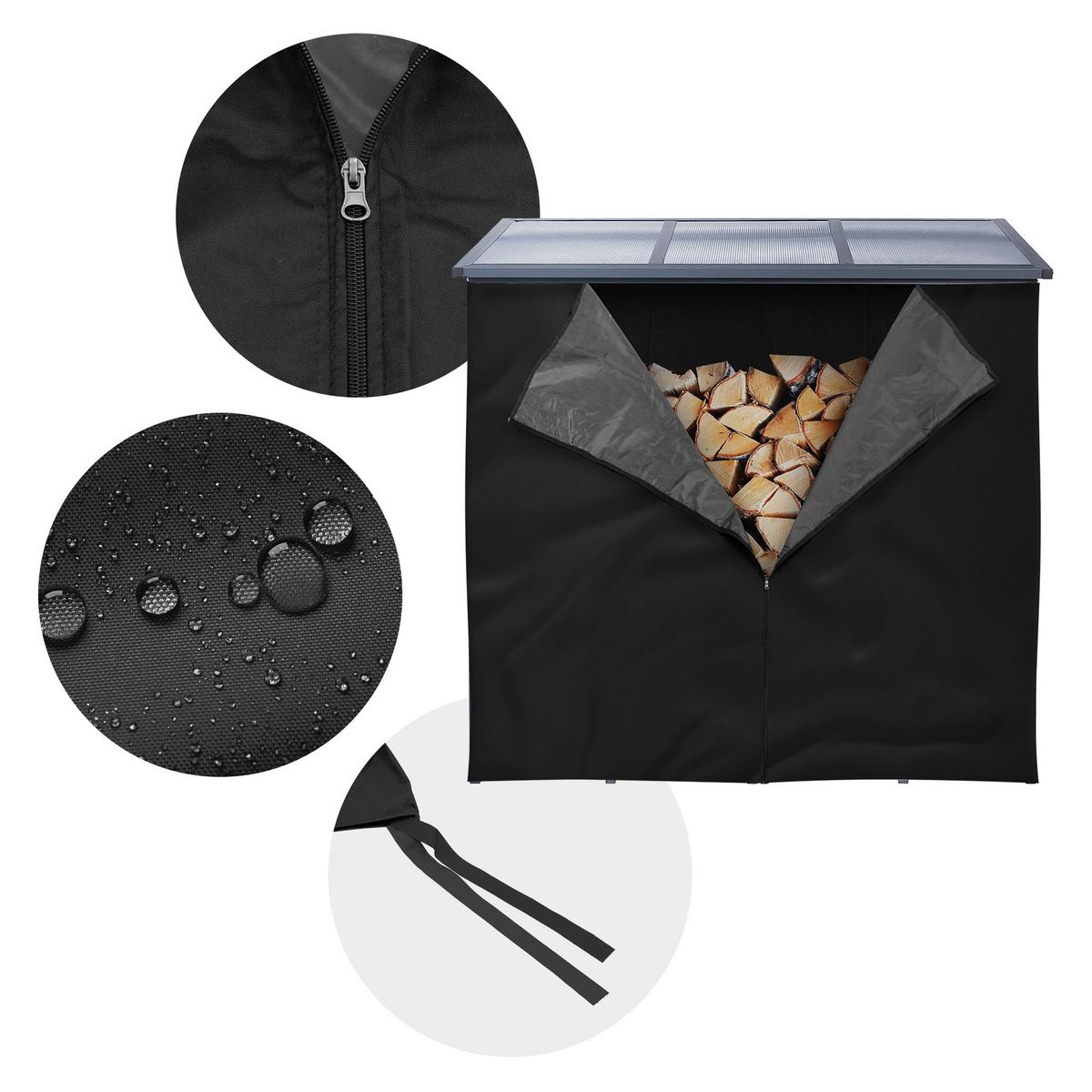 KAMINHOLZREGAL aus Metall 240 x 165 cm Schwarz aus Polyester wetterfest - Schwarz, Kunststoff (165/165/240cm) - ML-DESIGN