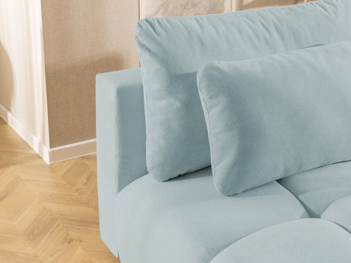 SCHLAFSOFA Belluno aus hochwertigem Blaugrau Plüschstoff mit Bettkasten und tiefen Steppungen in Bubble-Optik - Blaugrau/Schwarz, Holz/Kunststoff (205/87/105cm) - S-Style