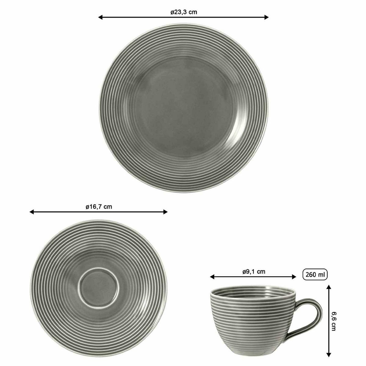 KAFFEESERVICE Beat Color Glaze Perlgrau 18-tlg. - Grau, Keramik (24/18.1/43cm) - Seltmann Weiden